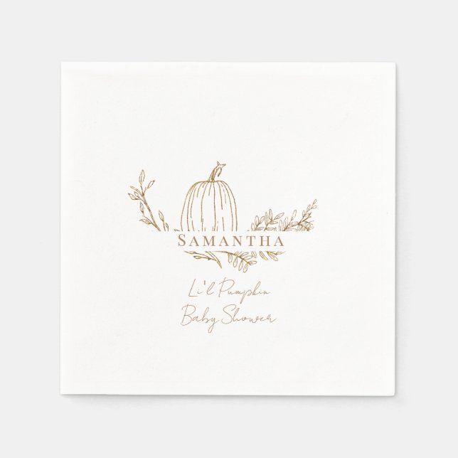 Fall Li Pumpkin Baby Shower Pappersservett (Framsidan)