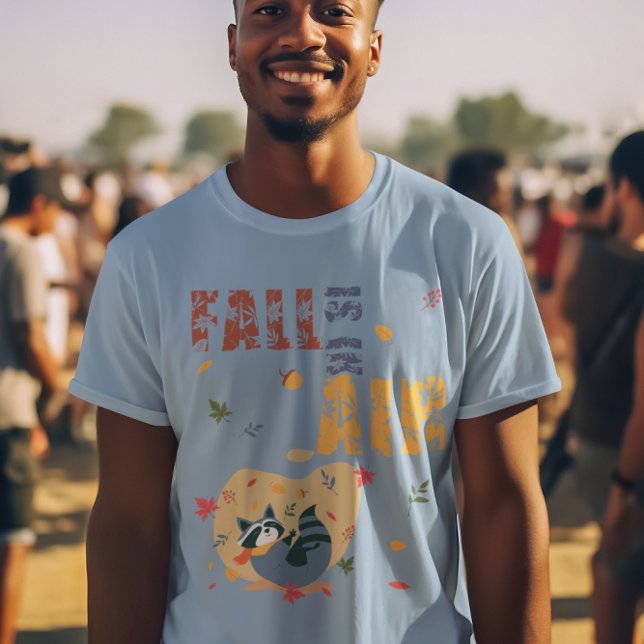 Fall ligger i Luft med att byta Raccoon T Shirt (Fall Is In Air With Swinging Raccoon T-Shirt)