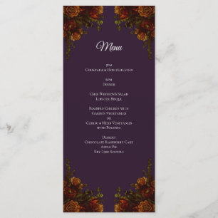 Fall Lila Rustic Orange Bröllop Elegant Gothic Meny