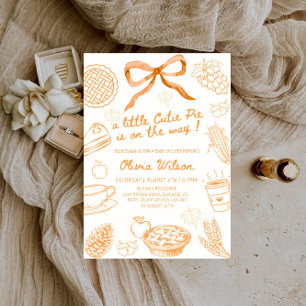 Fall Line Art Baby Shower - minimalistiskt hösttem Inbjudningar
