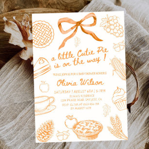 Fall Line Art Baby Shower - minimalistiskt hösttem Inbjudningar