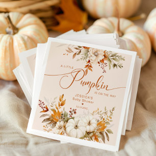 Fall, liten pumpa, rustik babydusch pappersservett