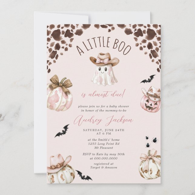 Fall Little Boo Girl Cowgirl Western Baby Shower Inbjudningar (Framsida)