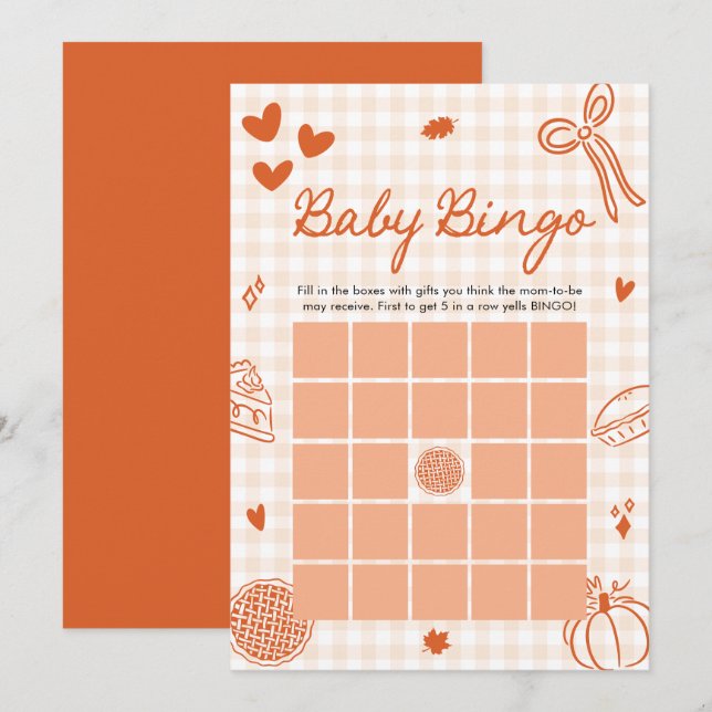 Fall Little Cutie Paj Baby Bingo Baby Shower Game Inbjudningar (Fram/baksida)