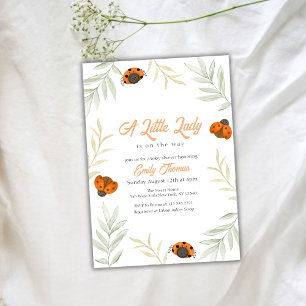 Fall Little Ladybug Greenery Baby Shower Inbjudningar