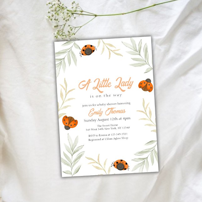 Fall Little Ladybug Greenery Baby Shower Inbjudningar (Fall Little Ladybug Greenery Baby Shower Invitation)