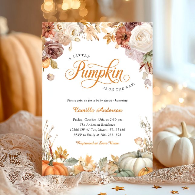 Fall Little Pumpkin Baby Shower-inbjudan Inbjudningar (Skapare uppladdad)
