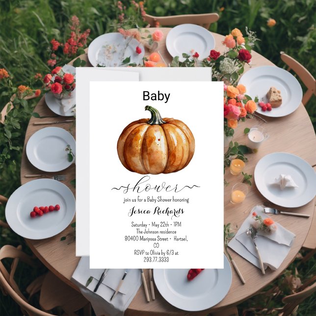 Fall Little Pumpkin Baby Shower-inbjudan Inbjudningar (Skapare uppladdad)