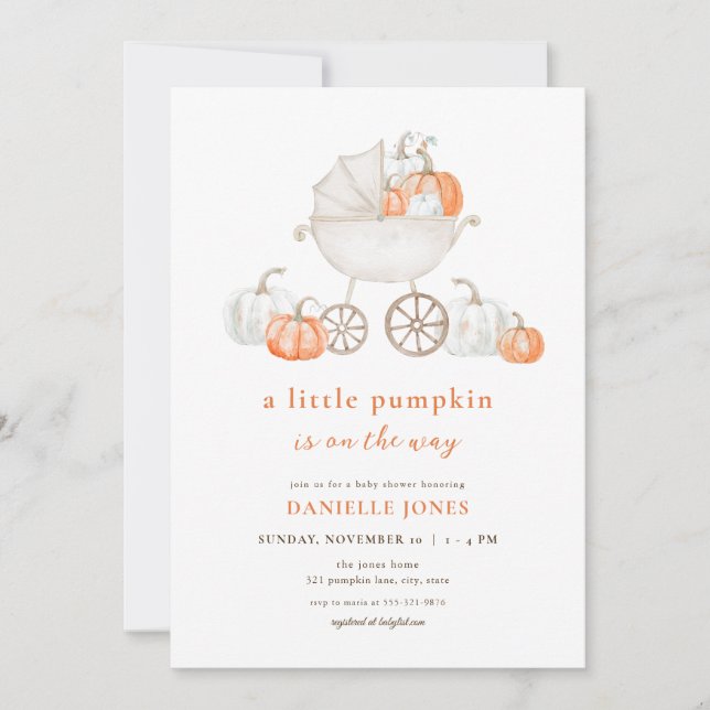 Fall Little Pumpkin Baby Shower-inbjudan Inbjudningar (Framsida)