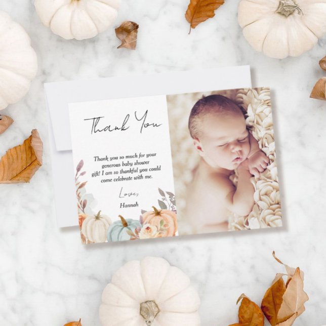 Fall Little Pumpkin Baby Shower Photo Tack Kort (Skapare uppladdad)
