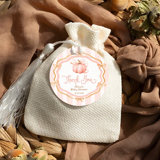 Fall Little Pumpkin Baby Shower Tack Gåvor Etiketter (Skapare uppladdad)