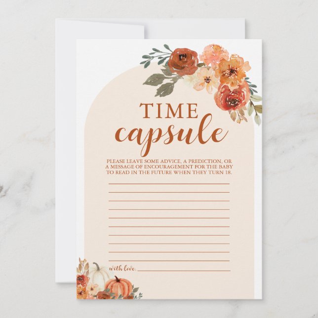 Fall Little Pumpkin Baby Shower Time Capsule Card Inbjudningar (Framsida)