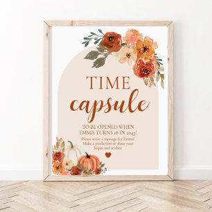 Fall Little Pumpkin Baby Shower Time Capsule-tecke Poster