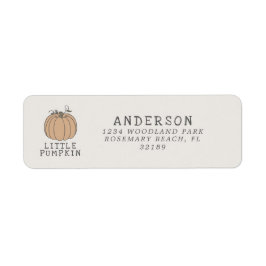 Fall Little Pumpkin babydusch, första födelsedagen Returadress Etikett