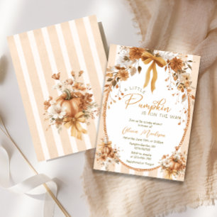 Fall Little Pumpkin Blommigt Bow Baby Shower Inbjudningar