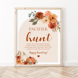 Fall Little Pumpkin Nappar Hunt Baby Shower Game Poster