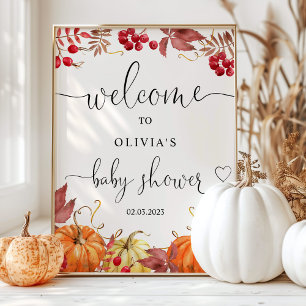 Fall Little pumpkin på vägen välkomstskylt Poster