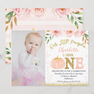 Fall Little Pumpkin Pumpkin Birthday-inbjudan Inbjudningar