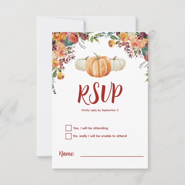 Fall Little Pumpkin RSVP-svarskort OSA Kort (Framsida)