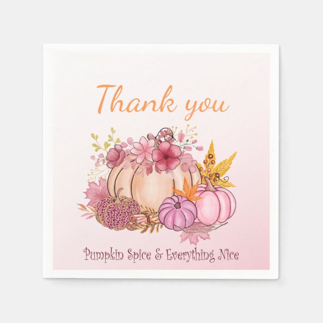 Fall Little Pumpkin Spice Nice Baby Shower Party Pappersservett (Framsidan)