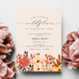 Fall Little Wildblomma Flower Birthday-inbjudan Inbjudningar