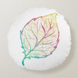 Fall löv elegant, söt pastel rosa teal guld rund kudde