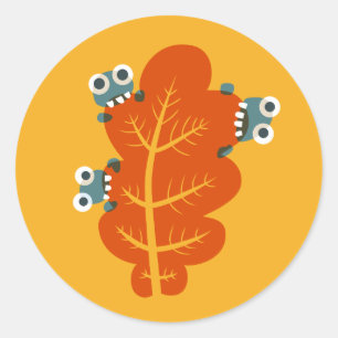 Fall Löv med funny och cute Kryp - Gultens Orange Runt Klistermärke