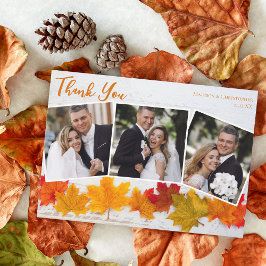 Fall Löv Newlyged Photo Thanksgiving Bröllop Tack Kort