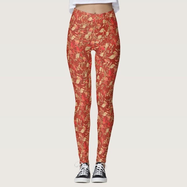 Fall Löv Rust Orange Red Se Beige Khaki Leggings (Framsida)
