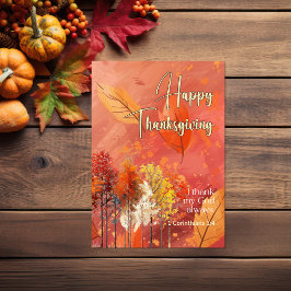 Fall Löv Träd Bible Verse Happy thanksgiving Kort