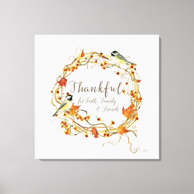 Fall Löv Wandean Thankous Faith Family Friends Canvastryck (Framsida)