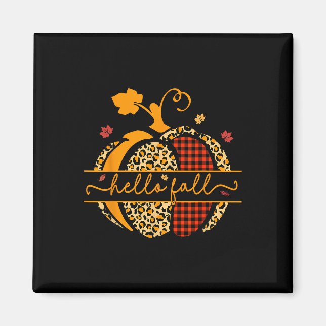 Fall Lycklig Fall Y'all Autumn Pumpkin Leopard Wom Magnet (Framsidan)