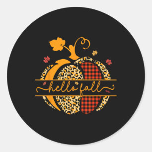 Fall Lycklig Fall Y'all Autumn Pumpkin Leopard Wom Runt Klistermärke