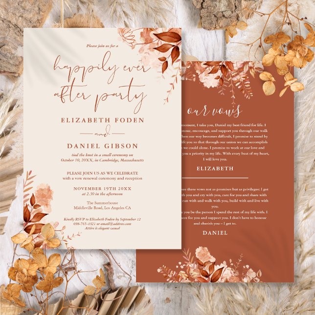 Fall Lyckliga För Evigt Efter Fest Bröllopslöften Inbjudningar (Fall Happily Ever After Party Wedding Vows Invitation)