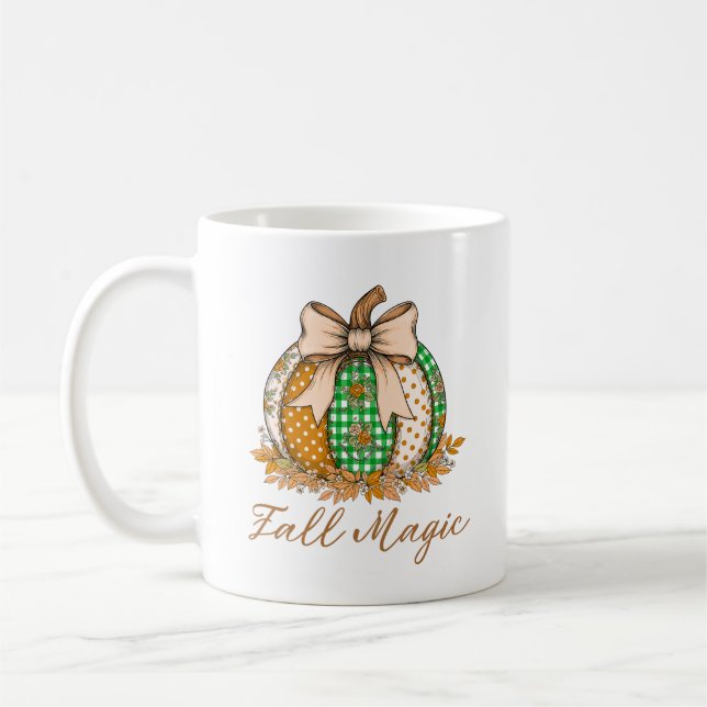 Fall Magic Patchwork Pumpkin Coffee Mugg (Vänster)