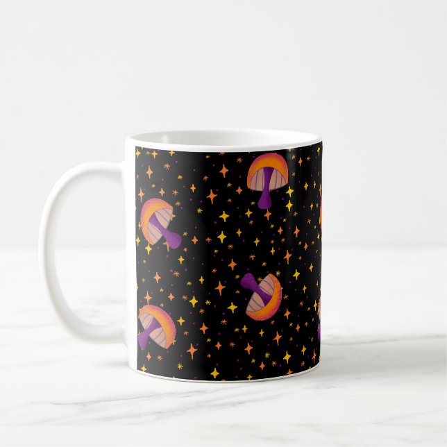 Fall magisk svamp_svart kaffemugg (Vänster)