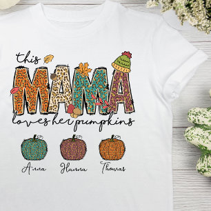 Fall Mamma Kärlek Her Pumpkin Leopard T Shirt