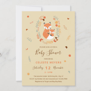 Fall Mamma och Baby Fox Baby Shower Meddelande