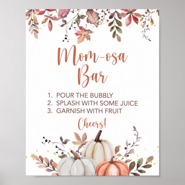 Fall Mamma-osa Pub Pumpkin Shower Bord Sign Poster (Framsidan)