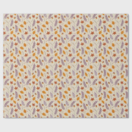 Fall Maple and Lavender Gift Wrap for Thanksgiving Presentpapper