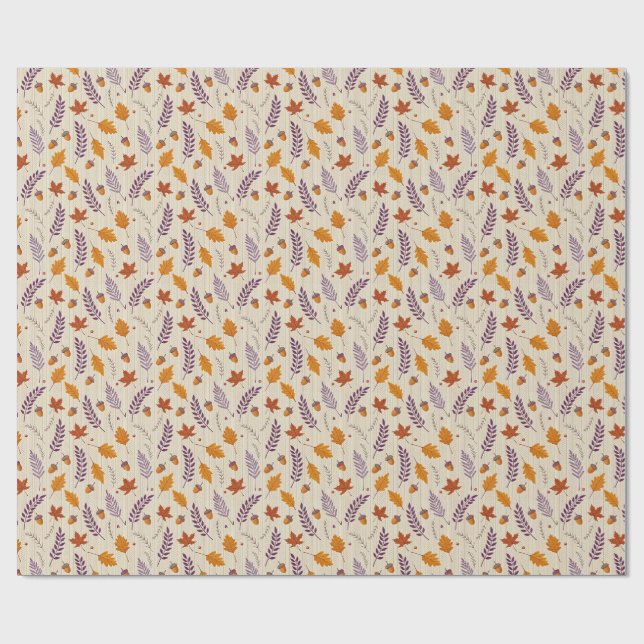 Fall Maple and Lavender Gift Wrap for Thanksgiving Presentpapper (Platt)