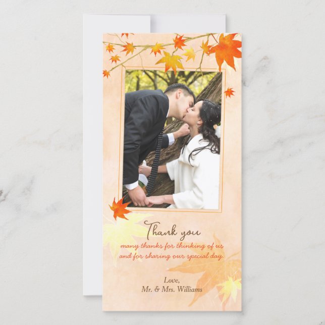 Fall Maple Elegance Bröllop Tack-fotokort Tack Kort (Framsida)