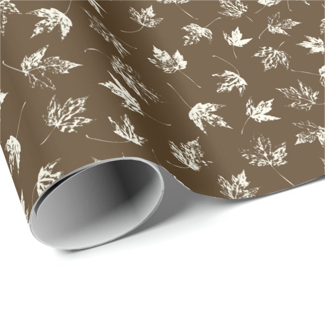 Fall Maple Lämnar på brunt - sömlöst mönster. Presentpapper (Rullad Hörn)