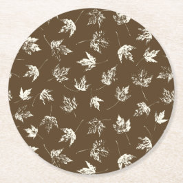 Fall Maple Lämnar på brunt - sömlöst mönster. Underlägg Papper Rund