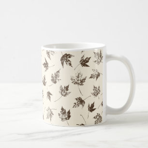 Fall Maple Lämnar på grädde - sömlöst mönster. Kaffemugg