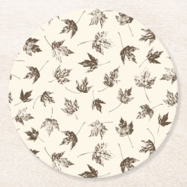 Fall Maple Lämnar på grädde - sömlöst mönster. Underlägg Papper Rund