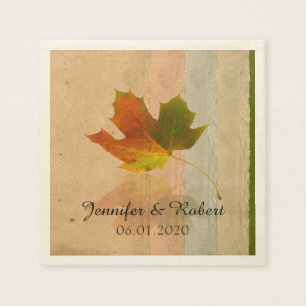 Fall Maple Löv Bröllop Napkin Pappersservett