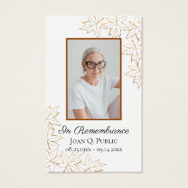 Fall Maple Löv Funeral Service Memorial Prayer Visitkort