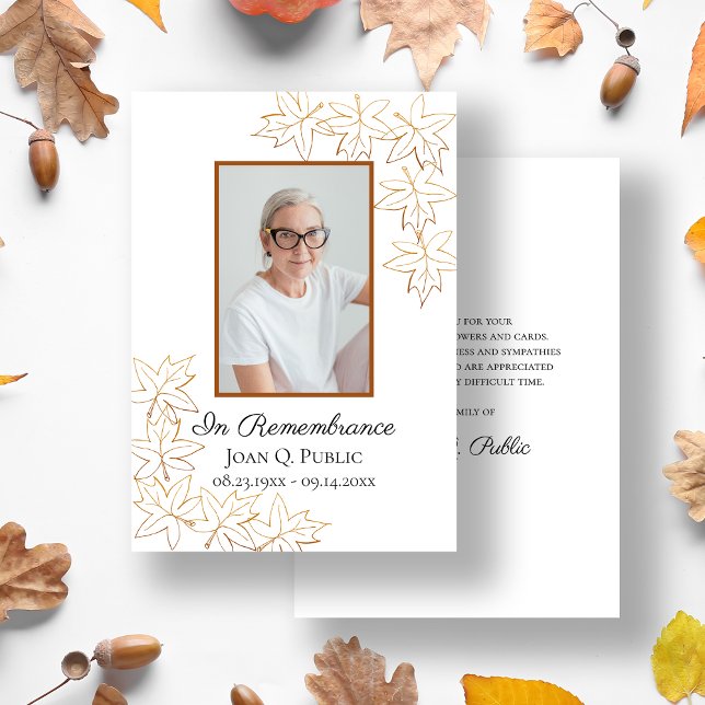 Fall Maple Löv Funeral Wake Memorial Sympathy Tack Kort (Skapare uppladdad)