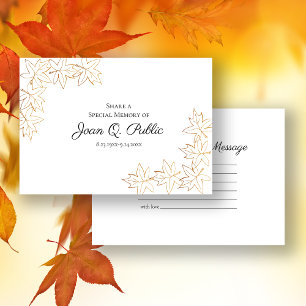 Fall Maple Löv Kant en minnesbegravning Anteckningskort